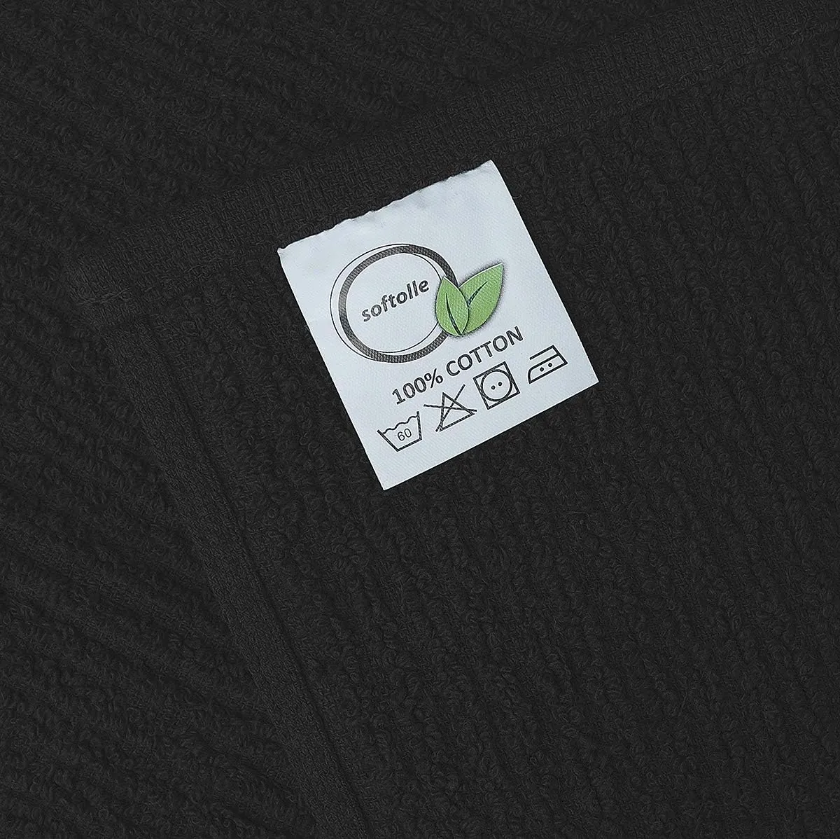 Softolle Kitchen Towels - Pack of 12, 16x19 Inches, 100% Cotton White, Super Absorbent Bar Towels, Multi-Purpose for Home, Kitchen and Bar Cleaning (Black)