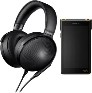 Sony MDR-Z1R Signature Series Premium Hi-Res, Enfolding Headphones with Leather Headband (Black) Bundle with NW-WM1AM2 Walkman Digital Music Player (2 Items)