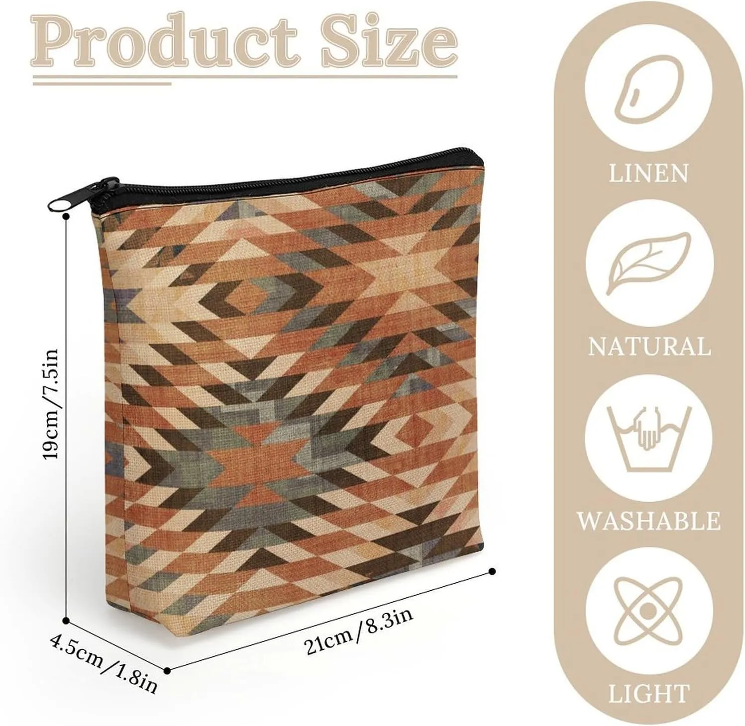Southwestern Vintage Arizona Tribal Distressed Rug Cosmetic Bag Western Gifts Western Stuff Makeup Bag Gifts for Women Girls Daughter Sister Bestie Graduation Birthday Christmas Nurse Travel