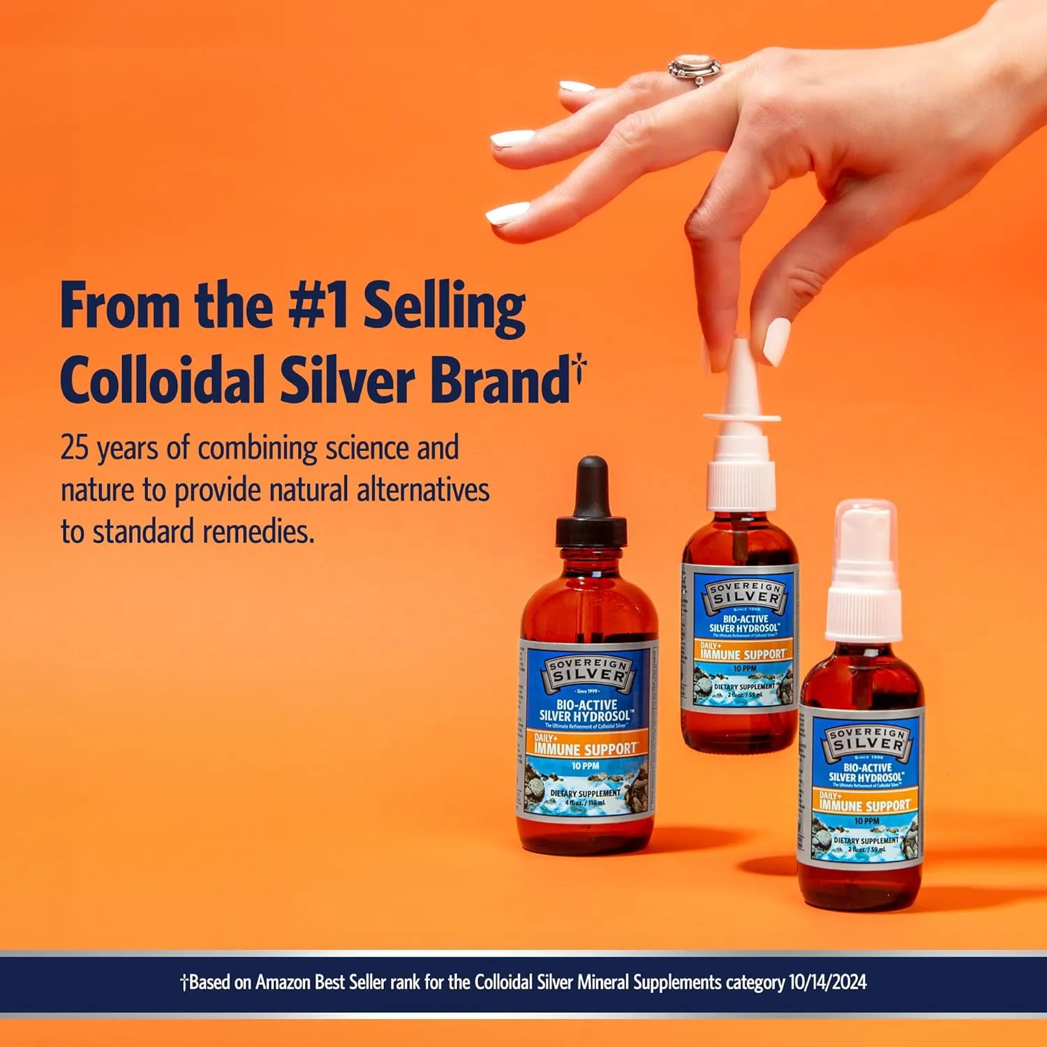 Sovereign Silver Immune Support - Colloidal Silver Mineral Supplement – Liquid Bio-Active Silver Hydrosol - 10ppm - 4oz (118mL) Dropper