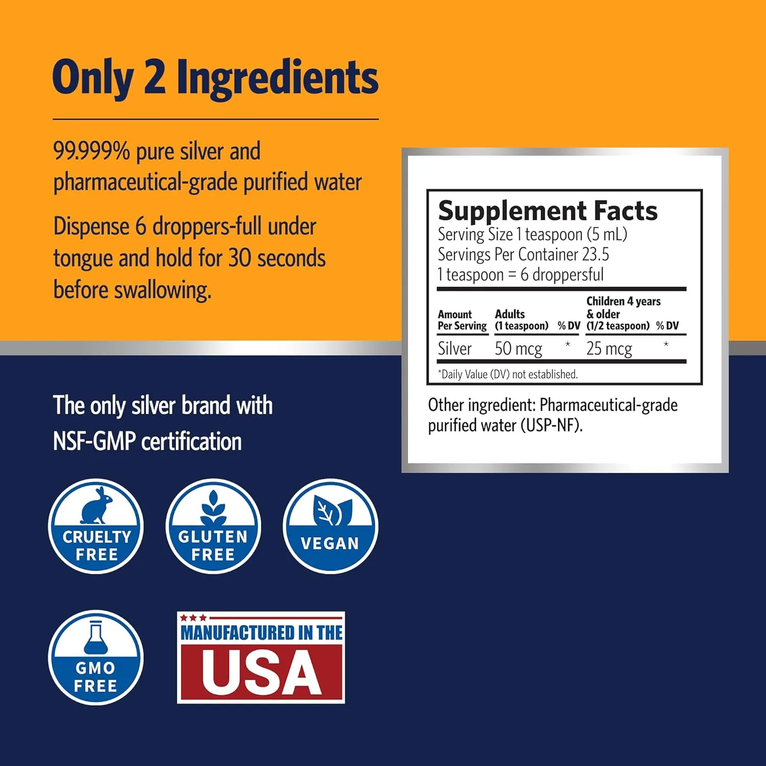 Sovereign Silver Immune Support - Colloidal Silver Mineral Supplement – Liquid Bio-Active Silver Hydrosol - 10ppm - 4oz (118mL) Dropper