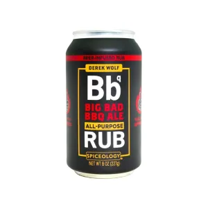 Spiceology & Derek Wolf - Big Bad BBQ Ale - Beer-Infused Barbecue Rubs, Spices and Seasonings - Use On: Beef, Chicken, Pork, Seafood, Vegetables, Marinades, or Sauces - 8 oz Can with Resealable Lid