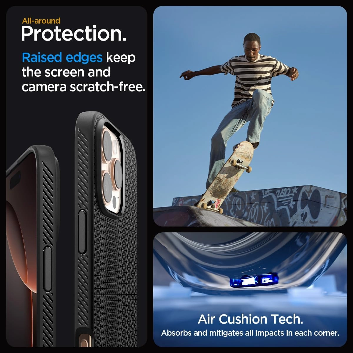 Spigen Liquid Air Designed for iPhone 16 Pro Case [NOT Compatible with MagSafe], [Military-Grade Protection] - Matte Black