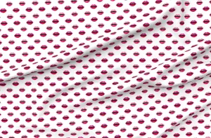 Spoonflower Fabric - Love Lipstick Pink Red Lips Valentines Beauty Makeup Print Printed on Petal Signature Cotton Fabric by The Yard - Sewing Quilting Apparel Crafts Decor