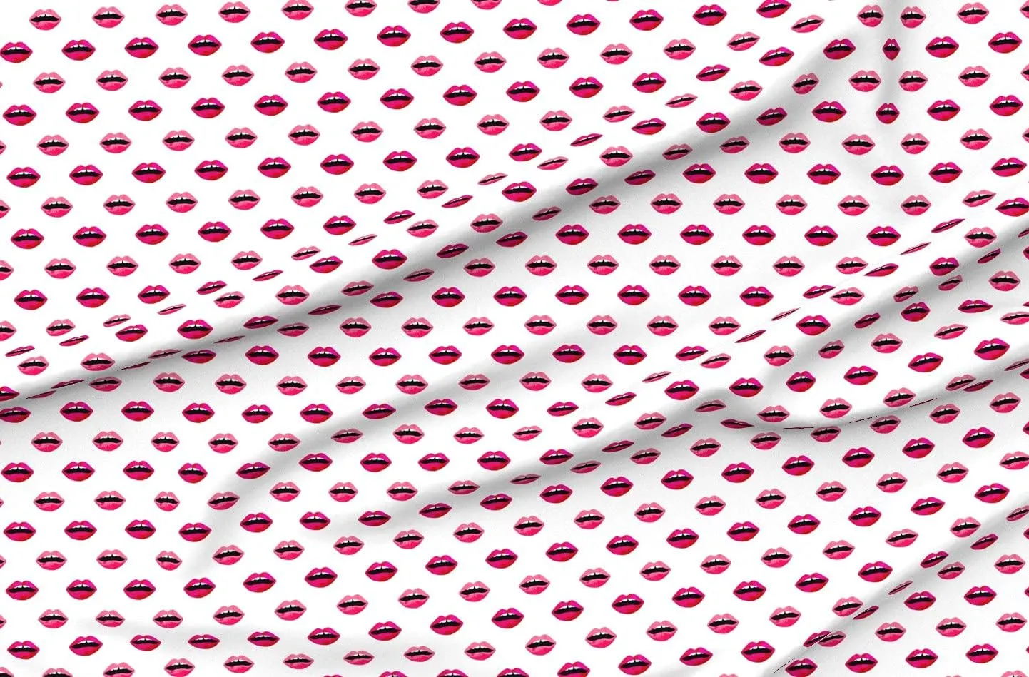 Spoonflower Fabric - Love Lipstick Pink Red Lips Valentines Beauty Makeup Print Printed on Petal Signature Cotton Fabric by The Yard - Sewing Quilting Apparel Crafts Decor