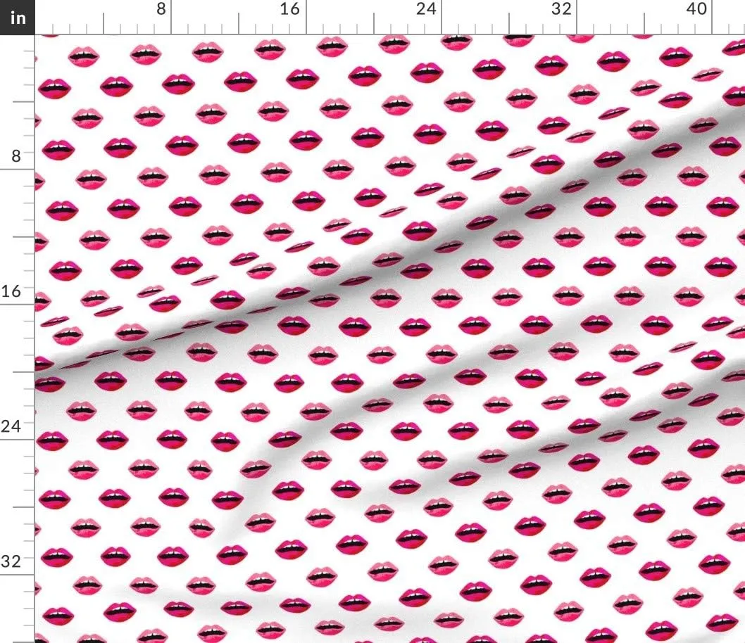 Spoonflower Fabric - Love Lipstick Pink Red Lips Valentines Beauty Makeup Print Printed on Petal Signature Cotton Fabric by The Yard - Sewing Quilting Apparel Crafts Decor