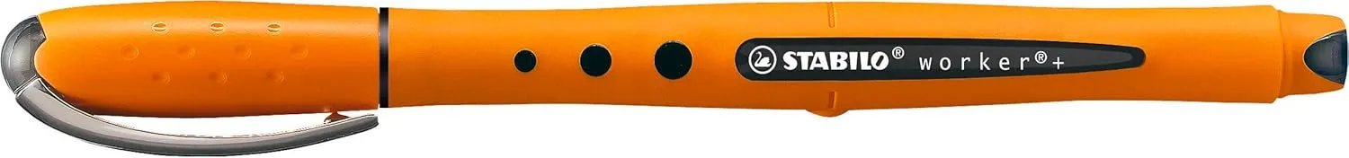 Stabilo Bionic Worker Rollerball Pen Soft Grip Medium 0.8mm Tip 0.6mm Line Black Ref 2018-46 [Pack of 10]