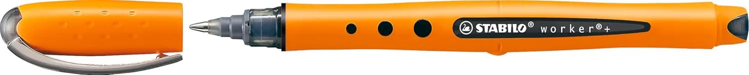 Stabilo Bionic Worker Rollerball Pen Soft Grip Medium 0.8mm Tip 0.6mm Line Black Ref 2018-46 [Pack of 10]