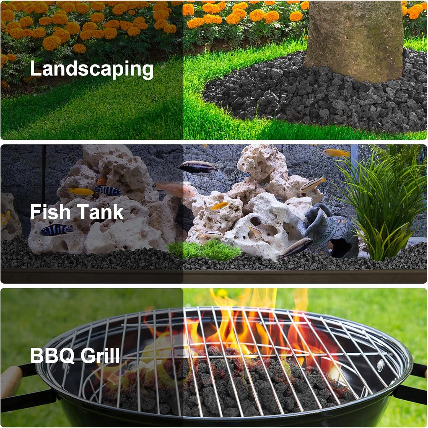 Stanbroil Lava Rock Granules - Decorative Landscaping for Fire Bowls, Fire Pits, Gas Log Sets, Indoor or Outdoor Fireplaces - 10 Pounds (0.1"-0.2")