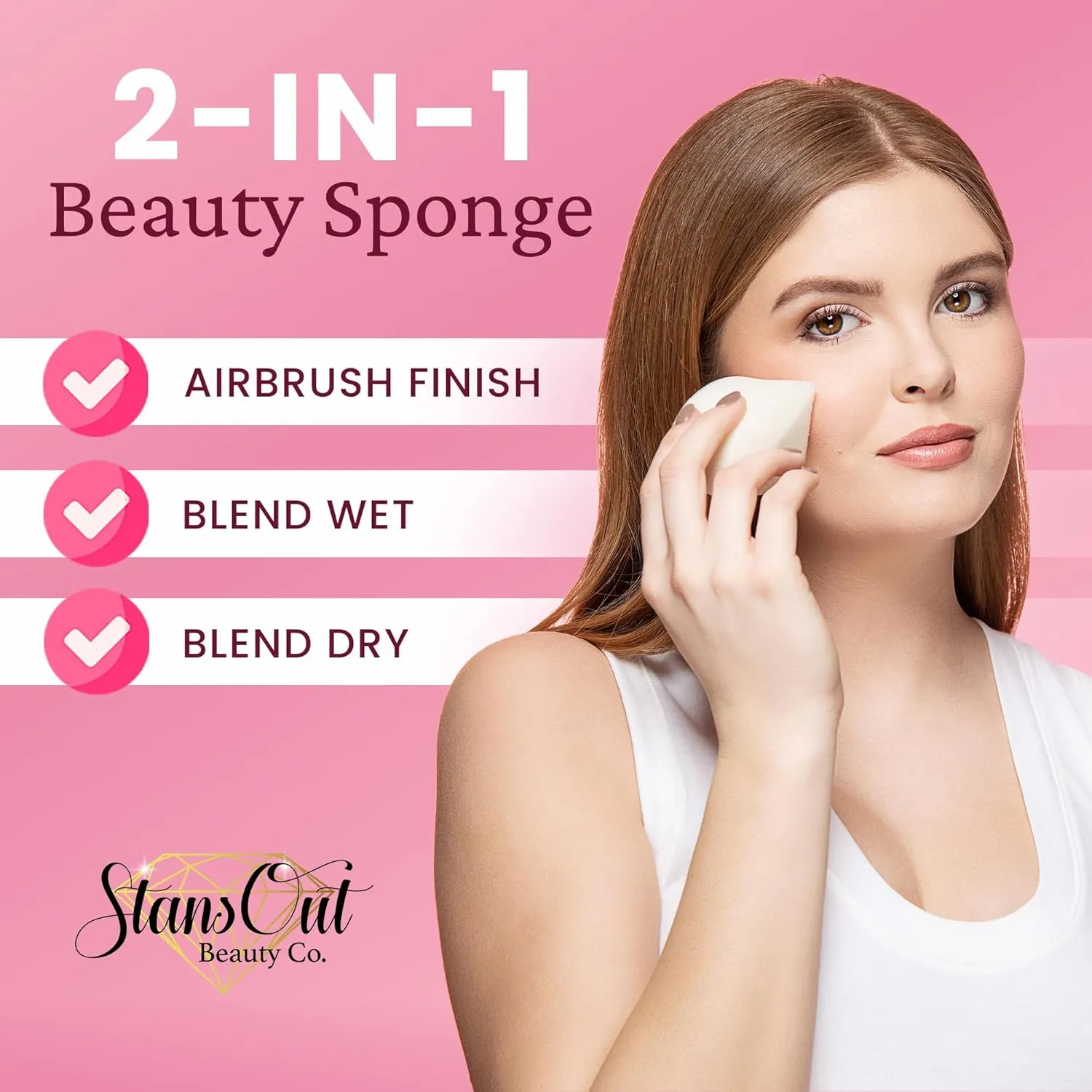 StansOut Makeup Blending Sponge, Memory Foam Blender for Liquid, Cream & Powder Foundations, No Water Needed, Airbrush Finish, Flawless Application
