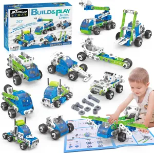 STEM Building Toys Gifts for Kids Ages 4-8: 175-Piece 18-in-1 Educational Construction Kit, Building Blocks Erector Set, Creative Engineering Gift for Boys & Girls 4 5 6 7 8 9 10 Year Old Birthday