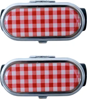 Stephanie Imports Set of 2 Clip-On Round Lipstick Mirrors (Red Plaid)
