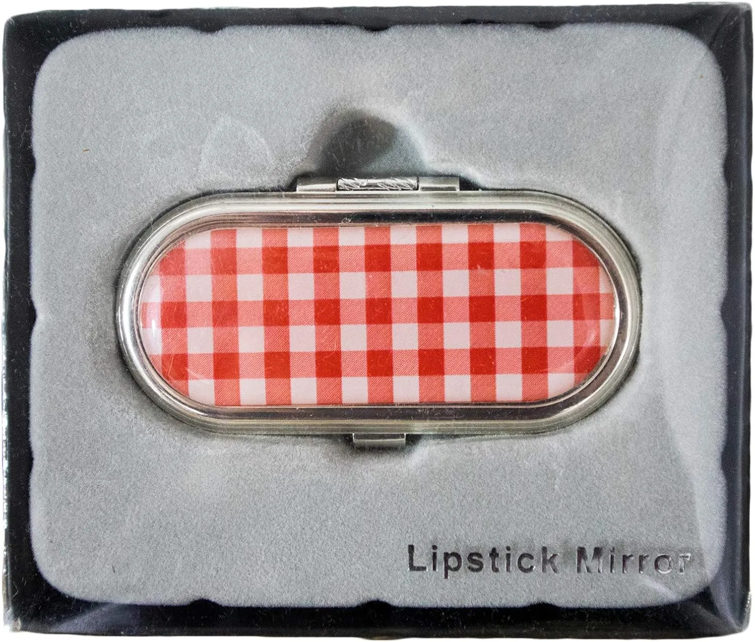 Stephanie Imports Set of 2 Clip-On Round Lipstick Mirrors (Red Plaid)