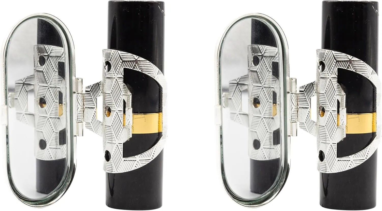 Stephanie Imports Set of 2 Clip-On Round Lipstick Mirrors (Red Plaid)