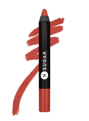 SUGAR Cosmetics Matte As Hell Crayon Lipstick With Free Sharpner, Long Lasting Matte Lip Crayon - 11 Elle Woods (Brown Nude), 2.8 g
