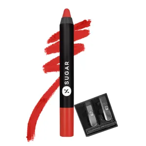 SUGAR Cosmetics Matte As Hell Crayon Lipstick33 Pepper Anderson (Orangey red) with SharpenerHighly pigmented, Creamy Texture, Long lasting Matte Finish