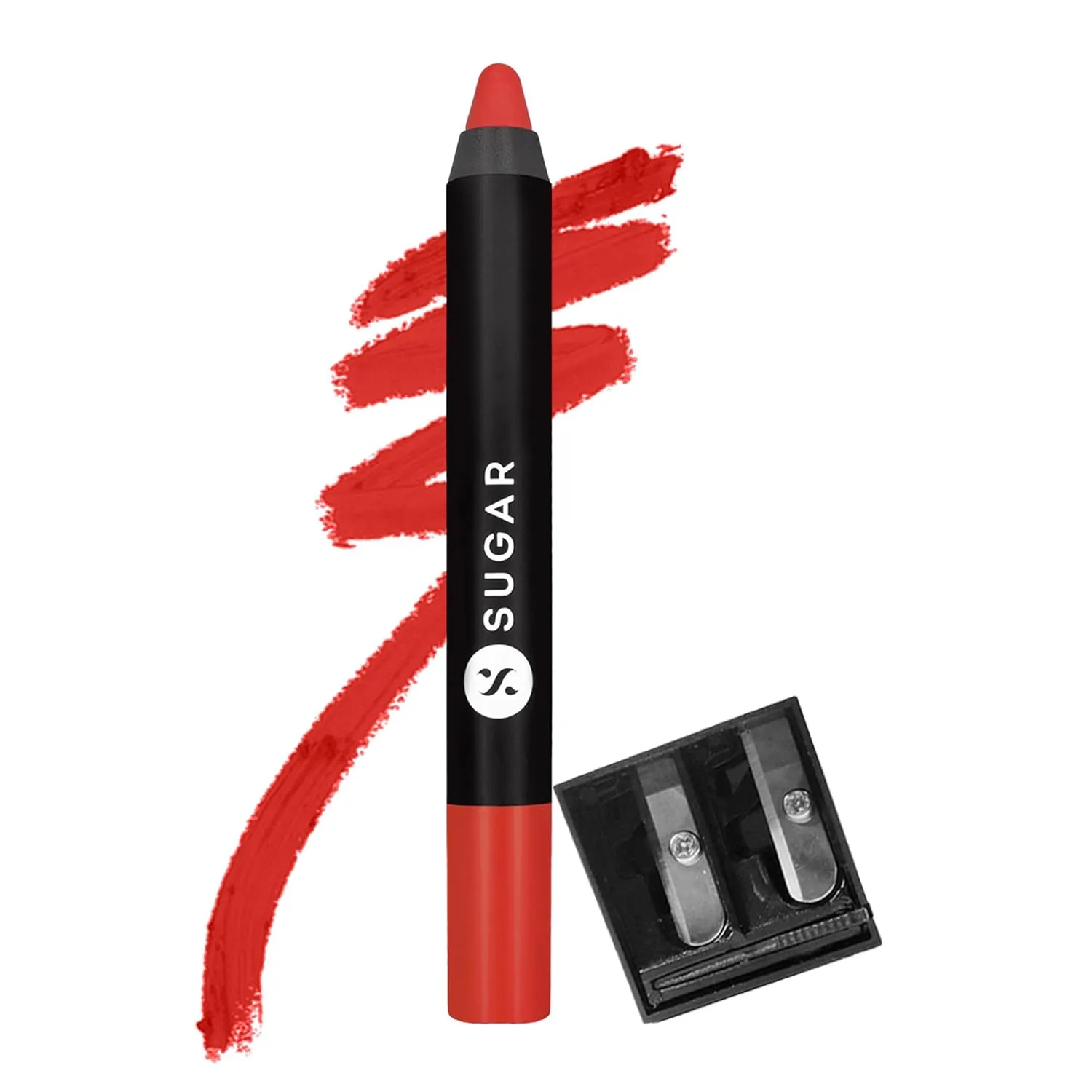 SUGAR Cosmetics Matte As Hell Crayon Lipstick33 Pepper Anderson (Orangey red) with SharpenerHighly pigmented, Creamy Texture, Long lasting Matte Finish
