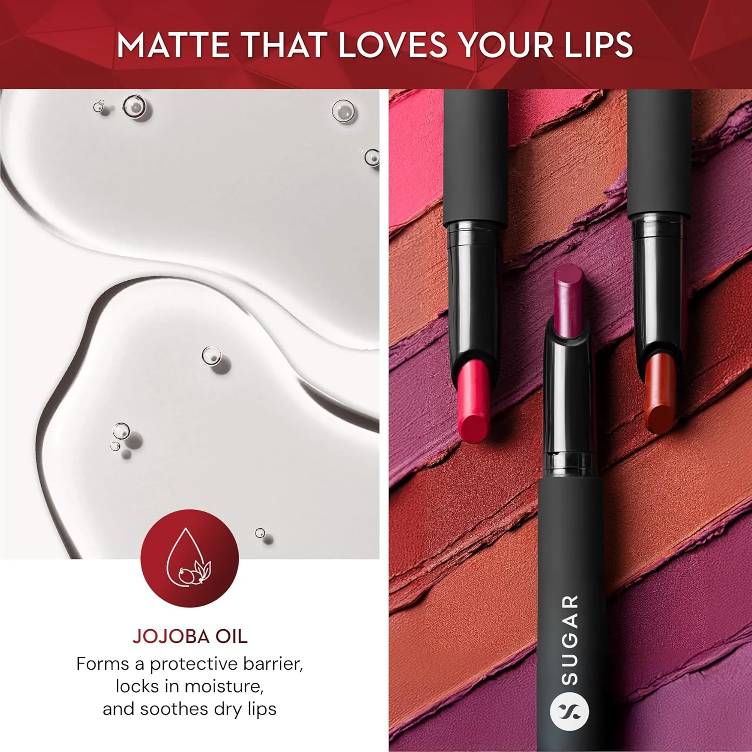 SUGAR Cosmetics Matte Attack Transferproof Lipstick - 06 Spring Crimson (Crimson Red), Red, 2 g Moisturiser, Long Lasting, Matte Finish
