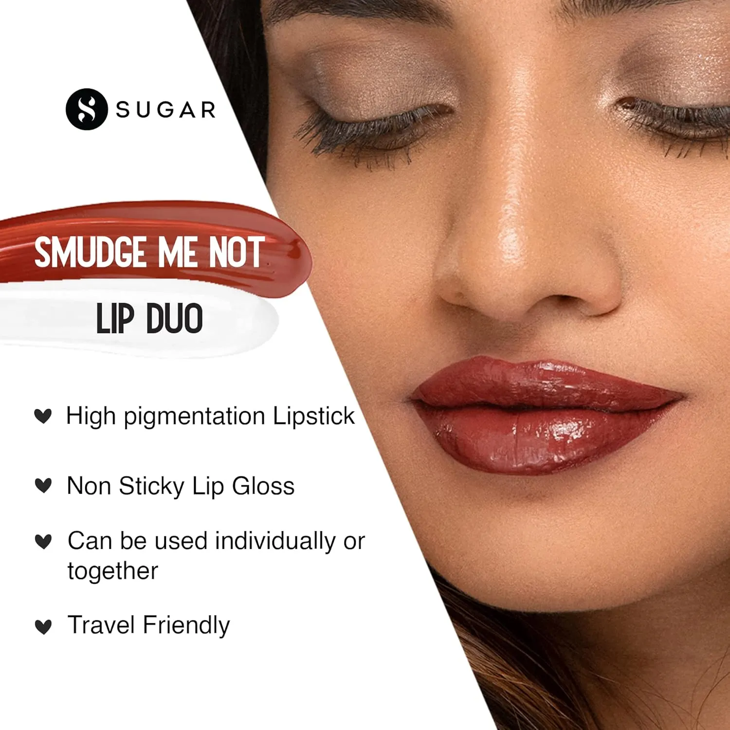 SUGAR Cosmetics - Smudge Me Not - Lip Duo - 12 Don Fawn (Yellow Brown) - 3.5 ml - 2-in-1 Duo Liquid Lipstick with Matte Finish and Moisturizing Gloss