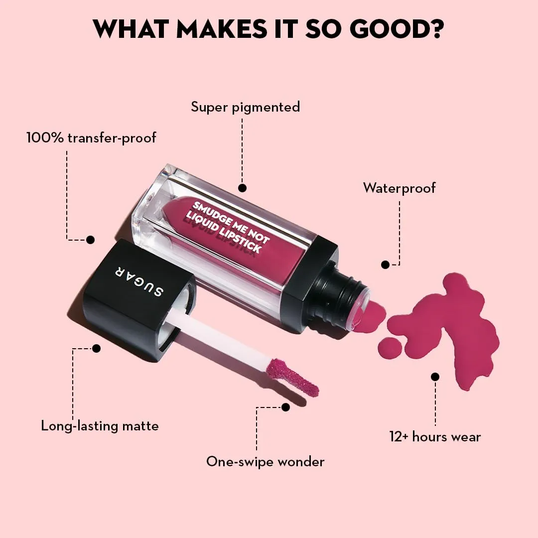 SUGAR Smudge Me Not Liquid Lipstick - 17 Fiery Berry (Marsala) Intensely Pigmented Liquid Matte Finish, Longwearing Formula, Smudgeproof