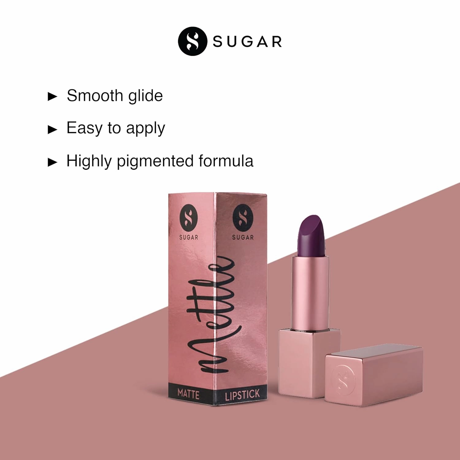 SUGAR Cosmetics Mettle Matte Lipstick, Superior Pigmentation, Ultra-Light Smooth Silky Lips - 09 Aphrodite (Berry Pink)