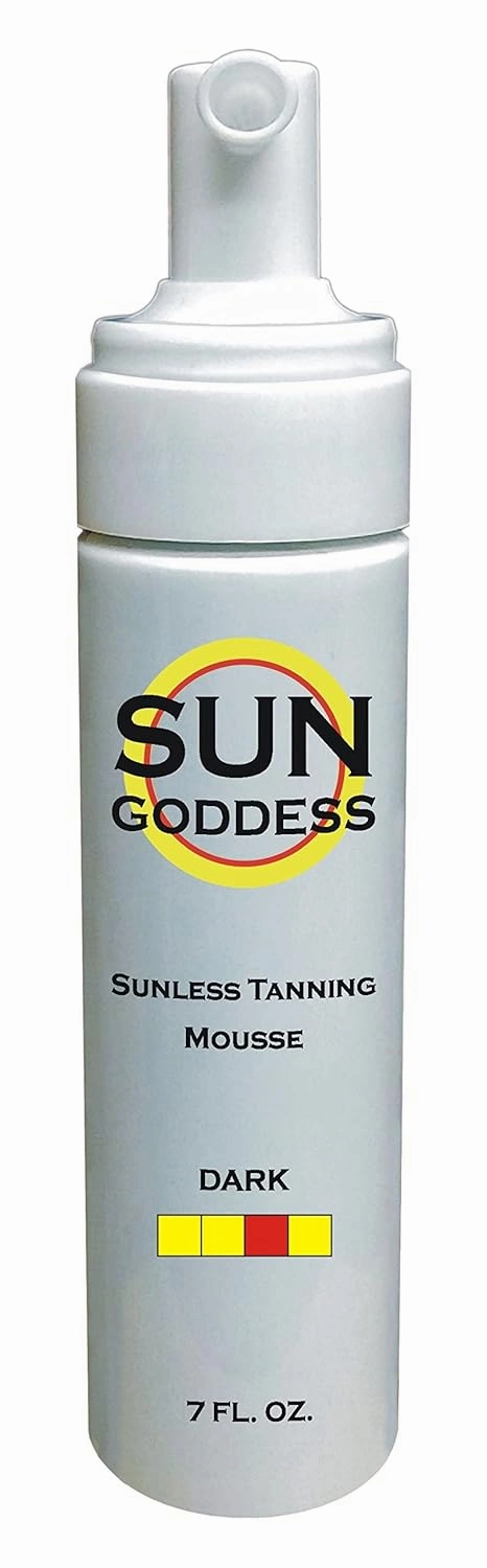 Sun Goddess - Mousse Combo   1 Sunless Self Tanning DARK Foam Mousse 7 oz   1 PAIR Sunless Self Tanning Gloves   1 Sunless Self Tanning Applicator Mitt   1 Sunless Self Tanning Lotion Tanner Sample