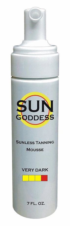SUN GODDESS - Sunless Self Tanning Foam Mousse - VERY DARK - 7 oz   INCLUDES: Applicator Mitt, Application Gloves and Best Fake Tanner Lotion Spray Sample – Gorgeous, Natural Looking Tan Lasts 7 Days