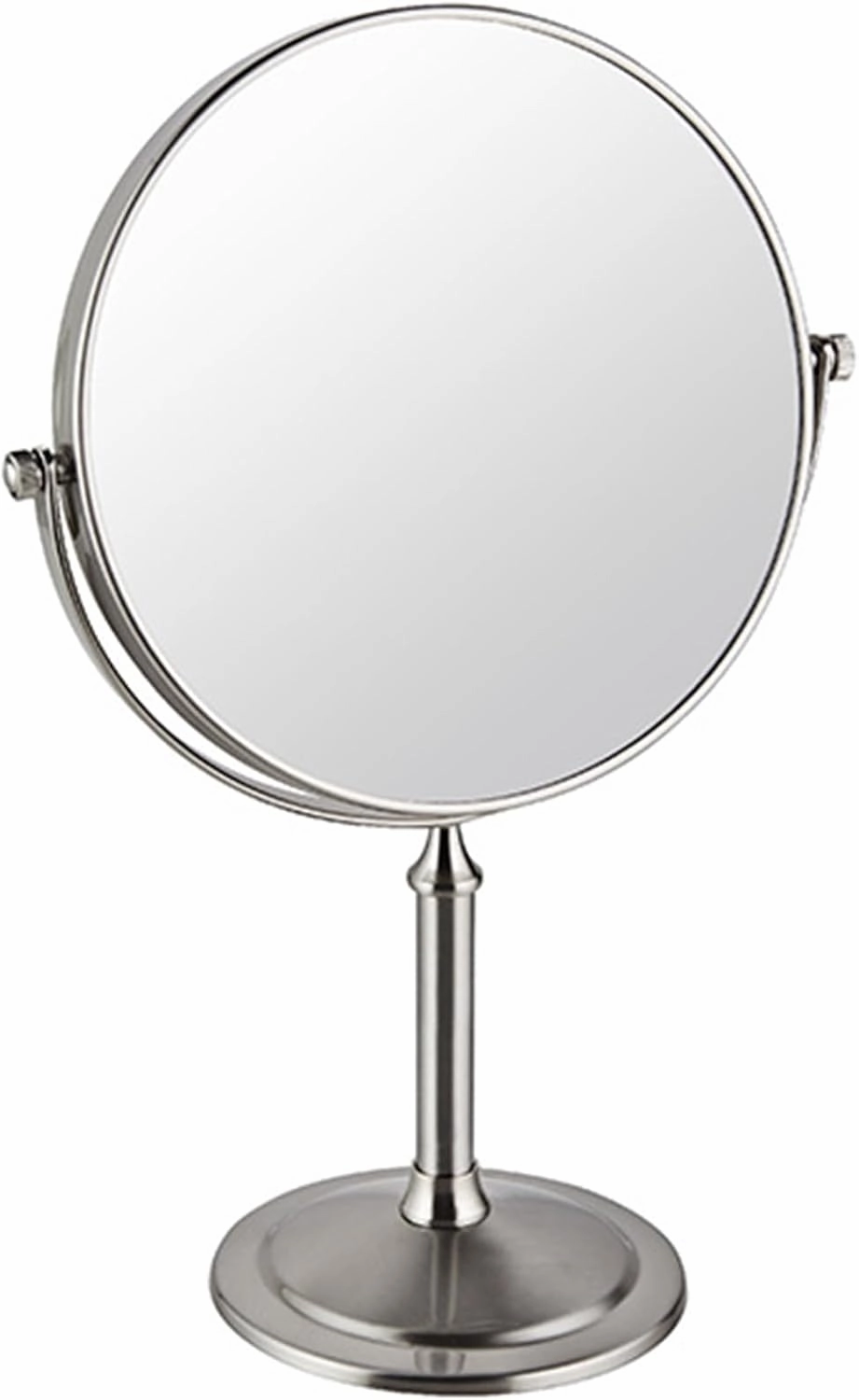 Tabletop Makeup Mirror with Magnification, 8" Double-Sided Vanity Mirror, Round Desktop Make Up Mirror for Bathroom Bedroom,Brushed Nickel,7X