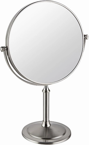 Tabletop Makeup Mirror with Magnification, 8" Double-Sided Vanity Mirror, Round Desktop Make Up Mirror for Bathroom Bedroom,Brushed Nickel,7X