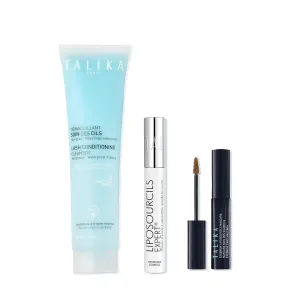 Talika Liposourclis Bundle -1 Talika Liposourcils Expert 10ml, 1 Talika Liposourcils Mascara (Chestnut) 2 in 1 Makeup & Eyelash Care Solution, 1 Talika Lash Conditioning Cleanser Eye Makeup Remover