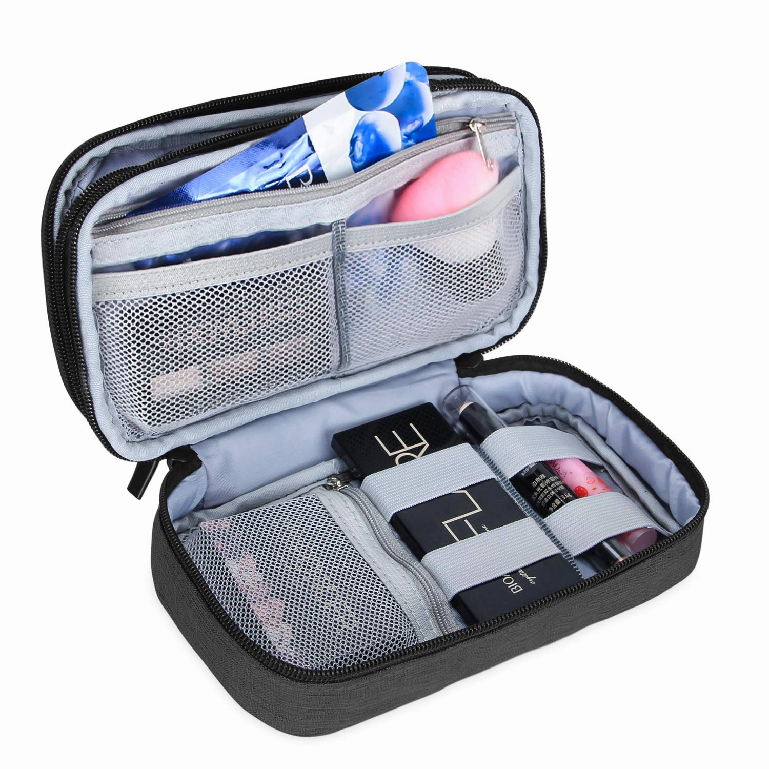 Teamoy Travel Makeup Brush Bag(up to 8.5"), Professional Cosmetic Bags Organizer Case with Handle Strap for Makeup Brushes and Beauty Supplies-Small, Black (No Accessories Included)