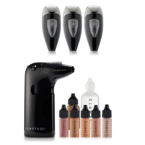TEMPTU Air Intro Airbrush Makeup Kit: 9-Piece Set Includes Cordless Device, Refillable Makeup Cartridge, 3 Perfect Canvas Semi-Matte Foundations, Primer, Blush, Highlighter & Cleaner, & spare Airpods