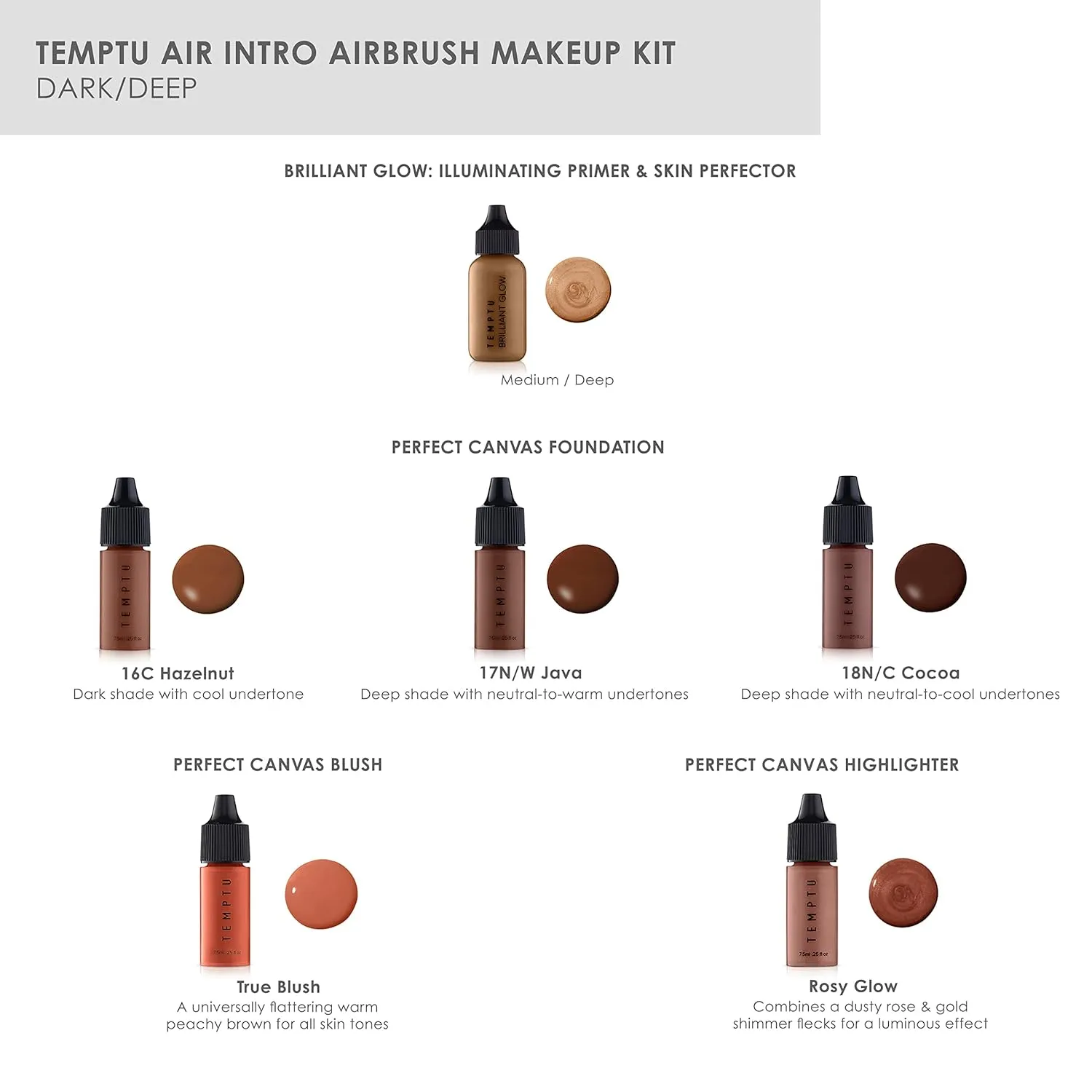 TEMPTU Air Intro Airbrush Makeup Kit: 9-Piece Set Includes Cordless Device, Refillable Makeup Cartridge, 3 Perfect Canvas Semi-Matte Foundations, Primer, Blush, Highlighter & Cleaner