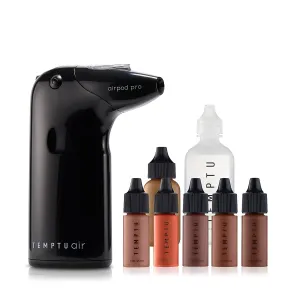 TEMPTU Air Intro Airbrush Makeup Kit: 9-Piece Set Includes Cordless Device, Refillable Makeup Cartridge, 3 Perfect Canvas Semi-Matte Foundations, Primer, Blush, Highlighter & Cleaner