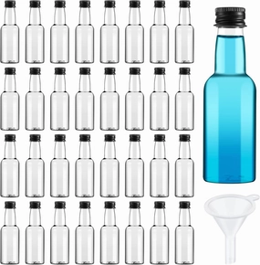 Tessco 100 Pcs Mini Liquor Bottles Plastic Mini Salad Dressing Bottle Christmas Small Shooter Alcohol Holders with Cap Wine Hot Sauce(2.5 Oz,Black)