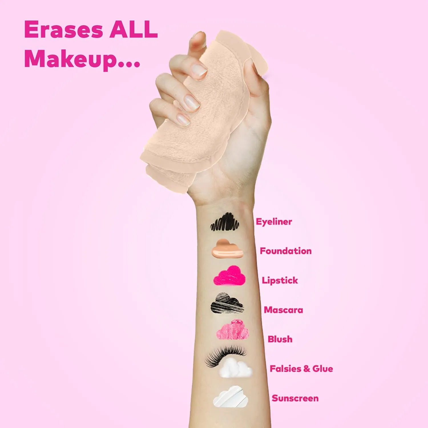The Original MakeUp Eraser Mini PRO 5-pack, Erase All Makeup With Just Water, Including Waterproof Mascara, Eyeliner, Foundation, Lipstick, Sunscreen and More! Sweet Cream, 5ct.