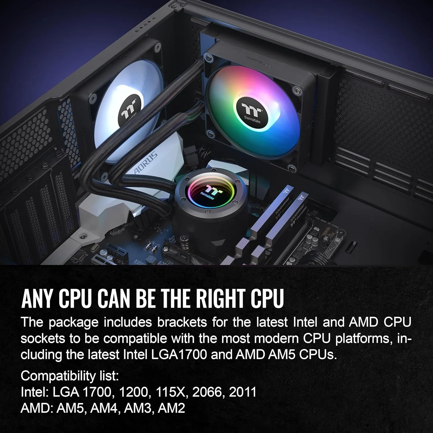 Thermaltake TH120 ARGB Sync V2 CPU Liquid Cooler/AlO Liquid Cooling/Fan 120mm*1/PWM 500~2000 RPM/Mirror Waterblock/MB ARGB Sync Control, CL-W360-PL12SW-A , Black
