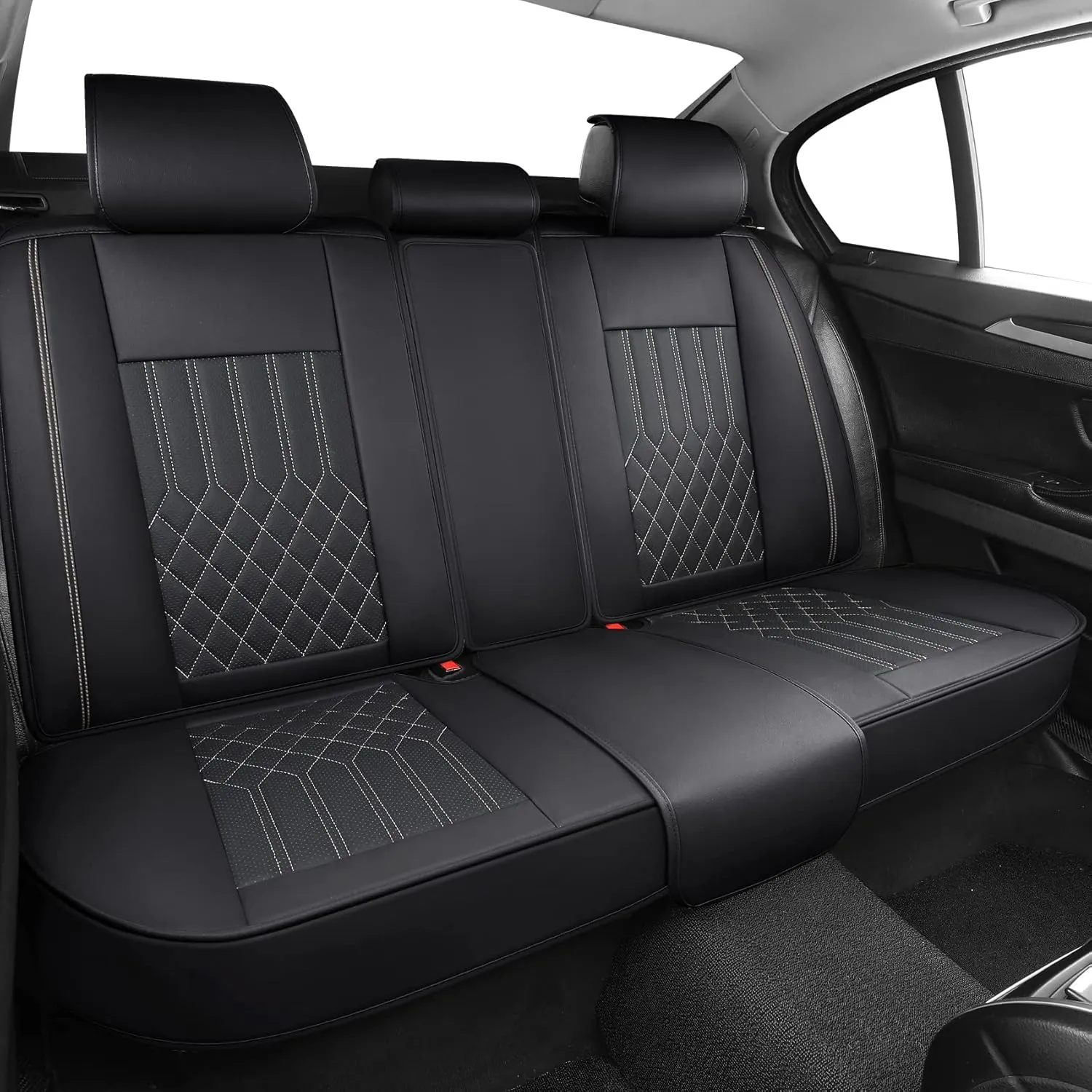 Tomatoman Synthetic Leather Car Seat Covers Compatible with Infiniti FX37 Waterproof Dustproof Easy to Install Airbag Compatible‌(Full Set/Black Gold)