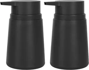 Topsky Pump Bottle Soap Dispenser Set with Plastic Pump, 320ml Liquid Hand Soap Dispensers, Rustproof Pump for Kitchen & Bathroom, Great for Lotions, Essential Oil, Liquid Soaps, 2 Pack (Black)