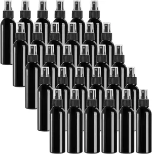 TOPZEA 30 Pack Black Empty Spray Bottles, 4oz Plastic Fine Mist Spraying Bottles Small Refillable Sprayer Liquid Containers Portable Misters with Cap Travel Bottle for Perfume, Cleaning, Essential Oil