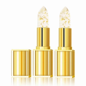 Transferproof Color Changing Lipstick, Gold Foil Moisturizing Glossy Shine Lip Gloss, Warm Change Color Change Lip Stick, Color Changing Lipstick Gold Foil for Women Deep Nourishment (2Pcs)