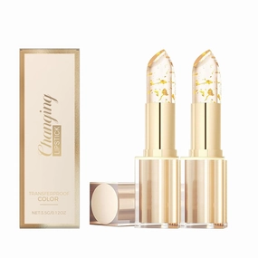 Trylevora Lipstick, Imaginary Lipstick, Gold Crystal Transferproof Color Changing Lipsticks, Long Lasting 24 Hours Moisturizing Glossy Shine Lip Gloss for Women (2-pcs)
