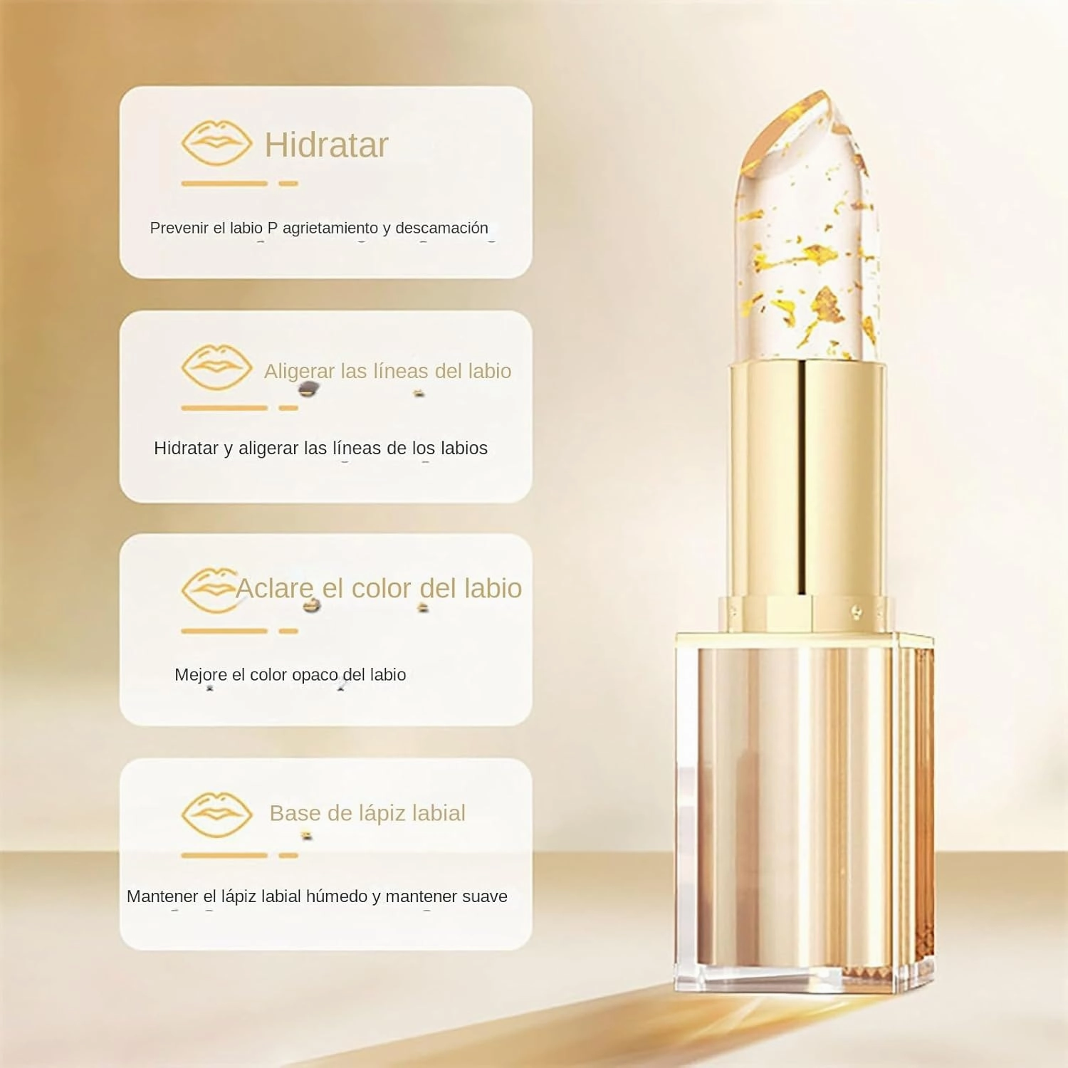 Trylevora Lipstick, Imaginary Lipstick, Gold Crystal Transferproof Color Changing Lipsticks, Long Lasting 24 Hours Moisturizing Glossy Shine Lip Gloss for Women (2-pcs)