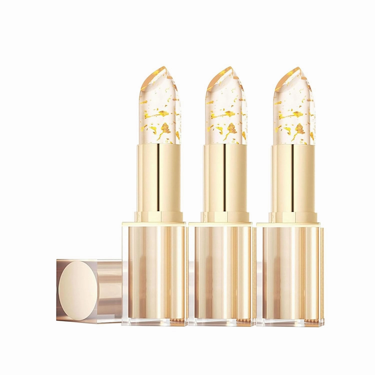 Trylevora Lipstick, Imaginary Lipstick, Gold Crystal Transferproof Color Changing Lipsticks, Long Lasting 24 Hours Moisturizing Glossy Shine Lip Gloss for Women (3-pcs)
