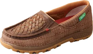 Twisted X Women's Slip-On Driving Moc, Moc Toe with CellStretch, Woven Brown & Coffee, 7.5 M