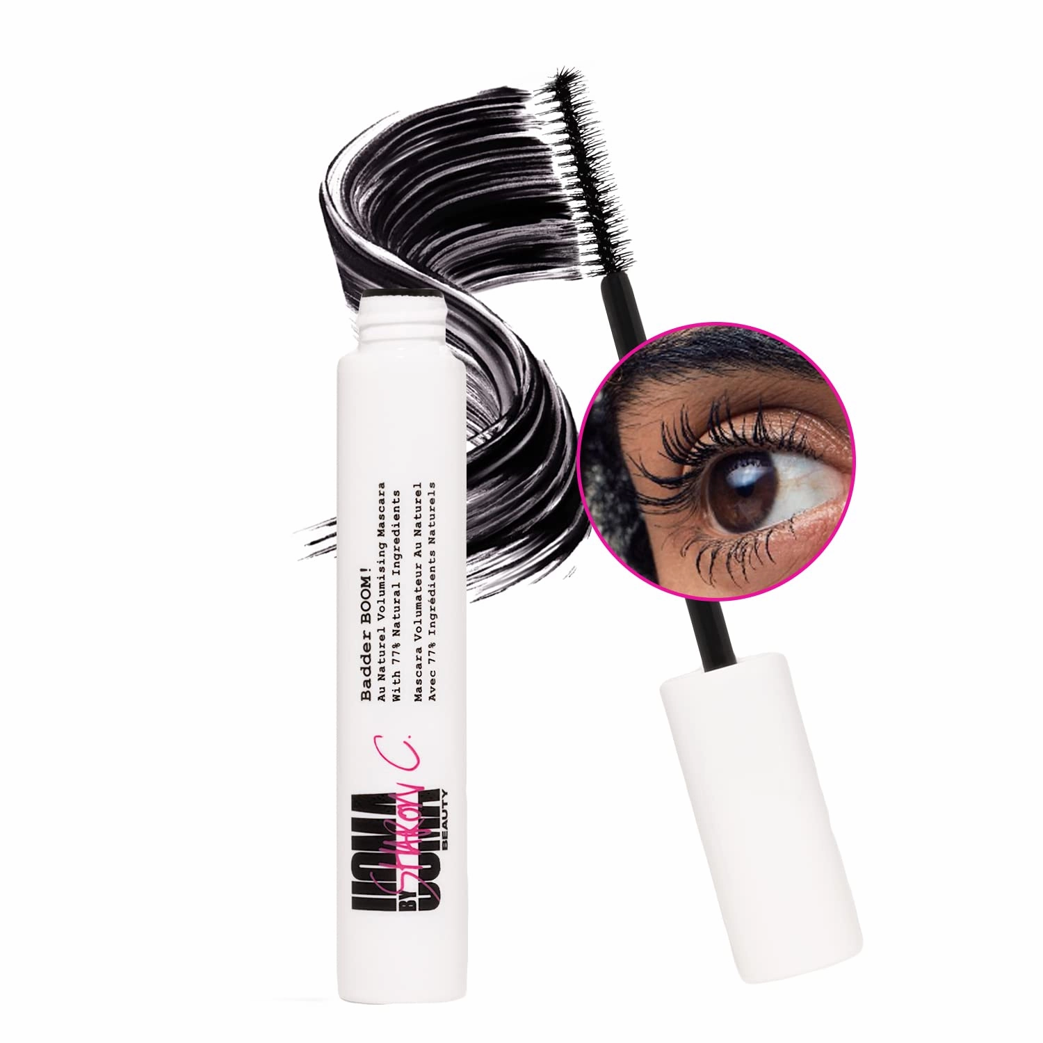 UOMA by Sharon C - Mascara Black, Badder Boom Extreme Black Mascara Volume and Length, Vegan Mascara   Argan Oil for Lash Volume, Gentle Hypoallergenic Mascara for Sensitive Eyes, Lengthening Mascara