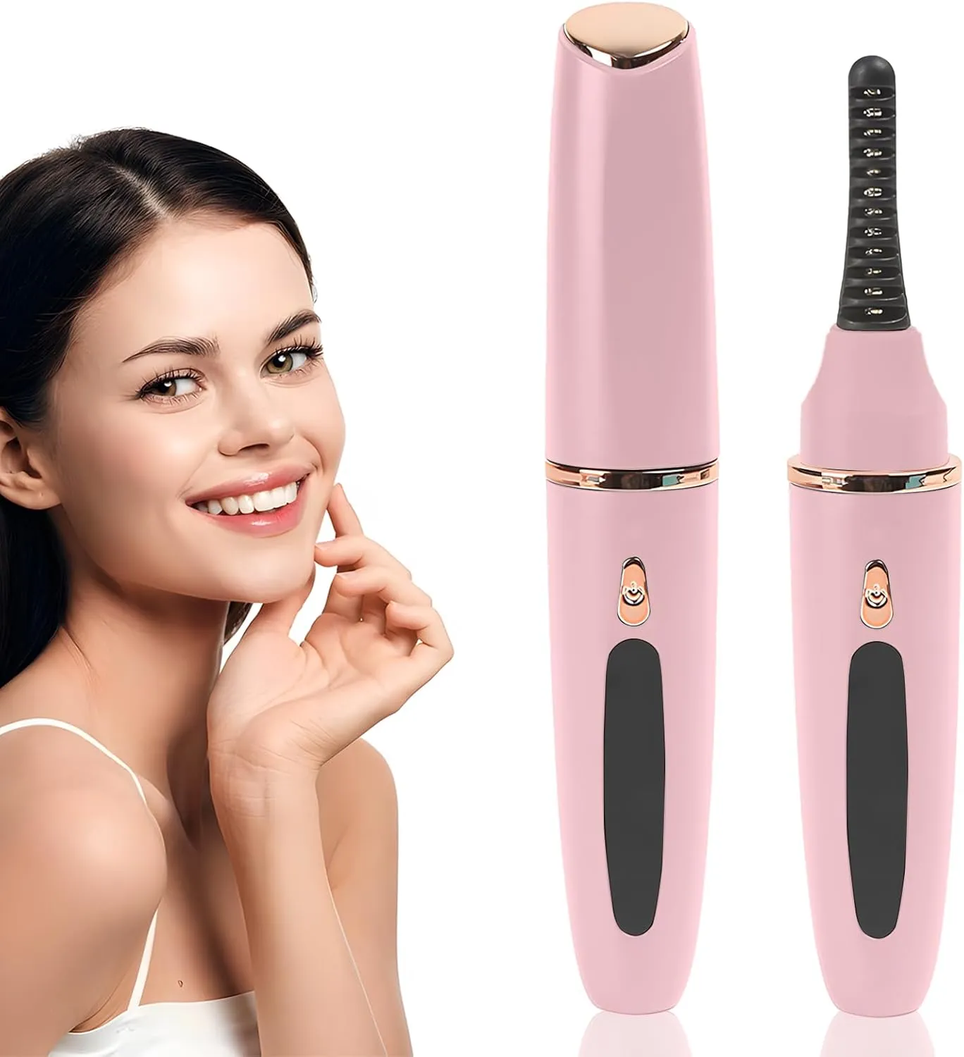 USB-Rechargeable Heated Eyelash Curler with LED Display - 3 Temp Settings, Mini Design, Safe Curling for Long-Lasting Natural Lashes