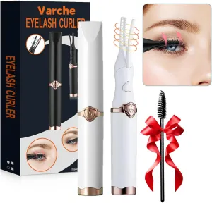 Varche Eyelash Curler - with LED Display 3 Temperature Settings USB Rechargeable Natural Curl Long Lasting Makeup Tool (White)