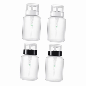VICASKY 4pcs Liquid Holder Pump Bottles for Nail Polish Remover Pressing Dispensers Locking Mechanism for Makeup Toner and Cosmetic Liquids Leak Design for Easy Use