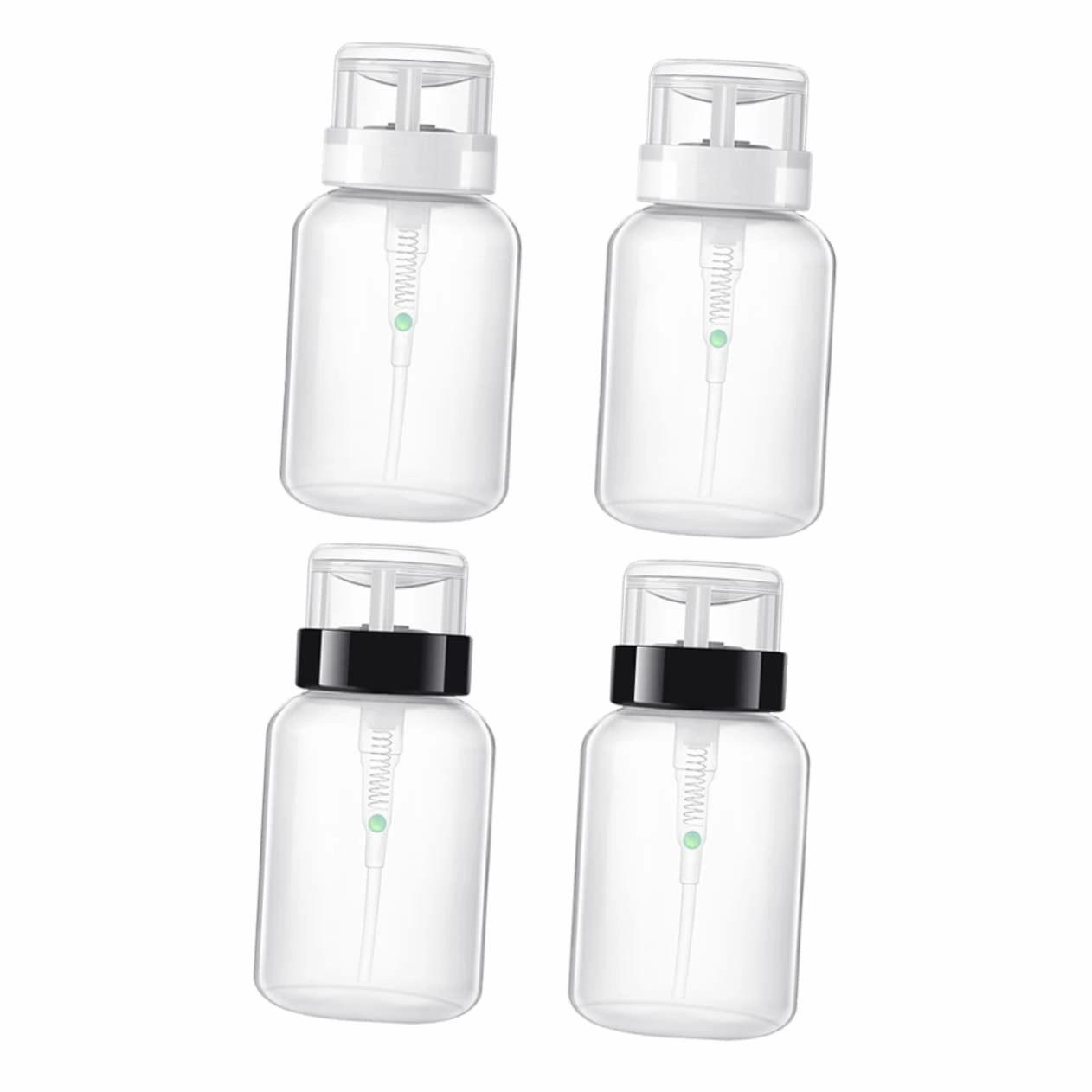 VICASKY 4pcs Liquid Holder Pump Bottles for Nail Polish Remover Pressing Dispensers Locking Mechanism for Makeup Toner and Cosmetic Liquids Leak Design for Easy Use